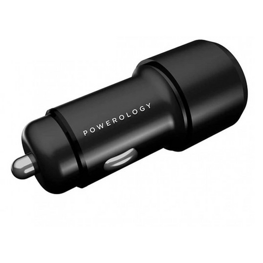 Powerology Aluminum USB + PD Car Charger 43W - Black