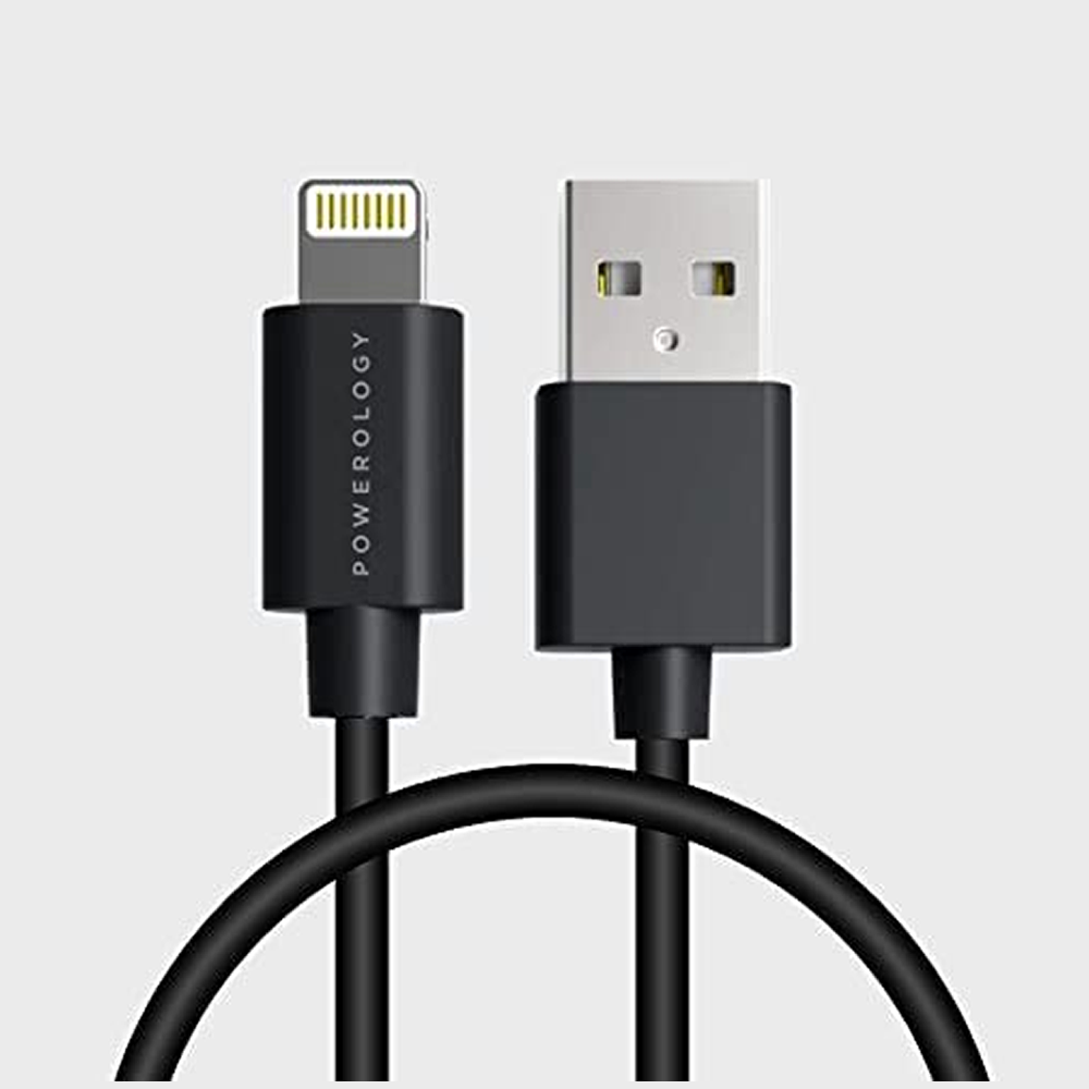 Powerology PVC Mfi Cable USB-A to Lightning 1.2M - Black