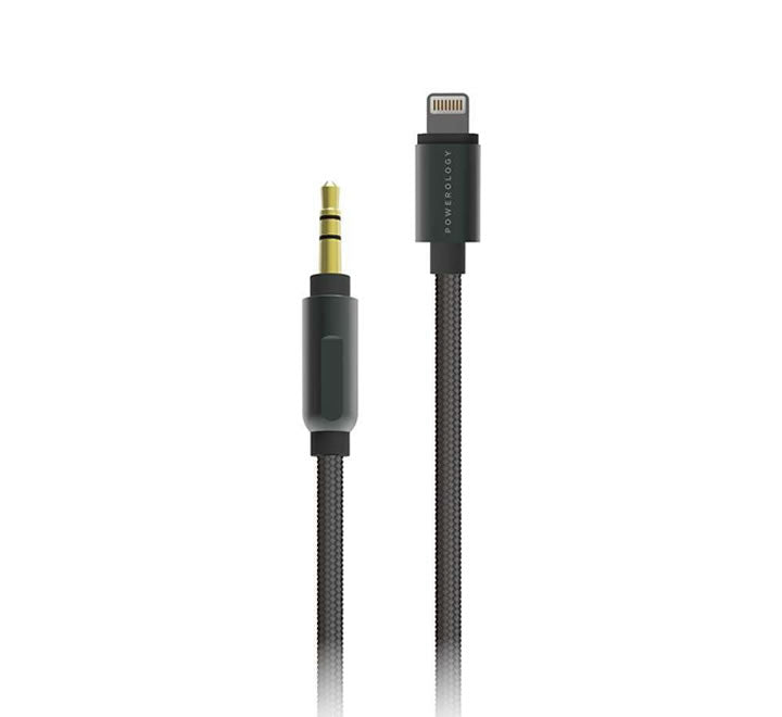 POWEROLOGY ALUMINUM BRAIDED LIGHTNING TO 3.5MM AUX CABLE 1.2M